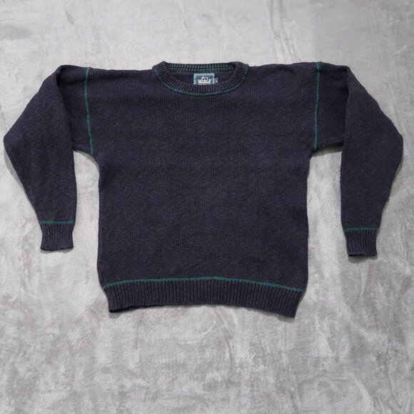 Vintage Woolrich Sweater Men M Blue Knit Crew Neck Pullover Cardigan 90s Grandpa - Picture 2 of 10